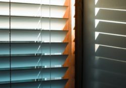 blinds in a dimly lit room